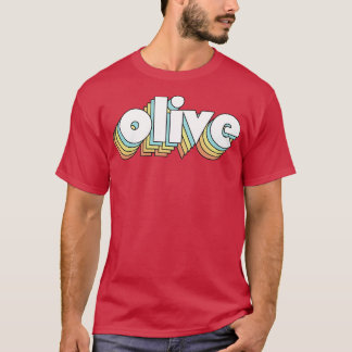 T-shirt Olive Retro Rainbow Typographie style défraîchi