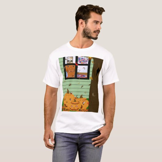 T-shirt Oliver La Otter En regardant Jack-o-Lanterns (Devant entier)