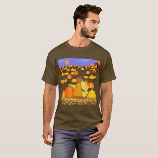 T-shirt Oliver Le Otter prend un Citrouille (Devant entier)