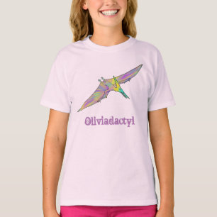 T-shirt Olivia doigt drôle dinosaure Ptérodactyle coloré