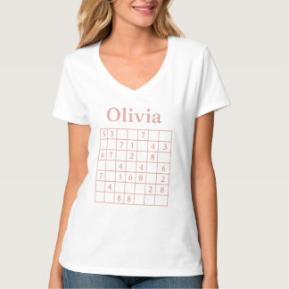 T-shirt Olivia Sudoku Puzzle – Grille Rose Lumineu