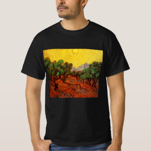 T-shirt Oliviers de Van Gogh avec ciel jaune et soleil