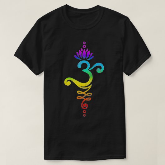 T-shirt Om Mantra, yoga, symbole, fleur de lotus, arc-en-c (Design devant)