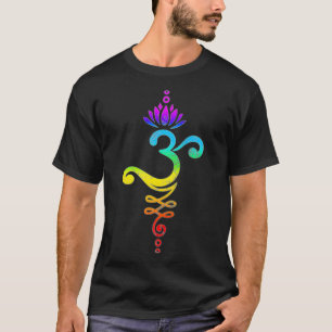 T-shirt Om Mantra, yoga, symbole, fleur de lotus, arc-en-c