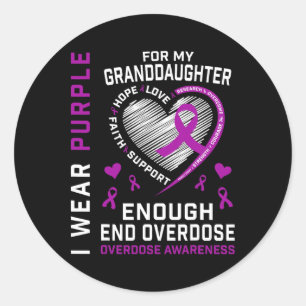 T-shirt om overdosisbewustzijn te beëindigen genoe ronde sticker