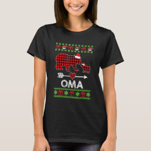 T-shirt Oma Bear Santa carreaux rouges famille pyjamas pou