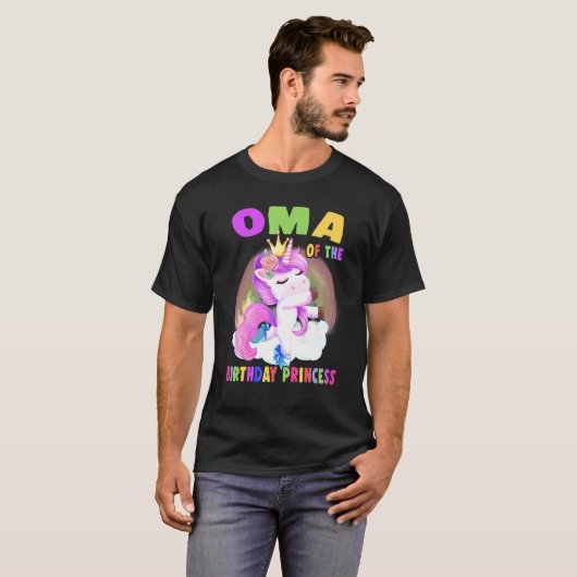 T-shirt Oma De L'Anniversaire Princesse Unicorn Girl (Devant entier)