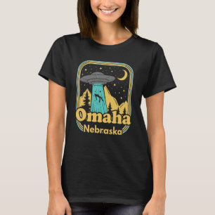 T-shirt Omaha Nebraska Ufo Alien Hunter 80s Retro State Pr