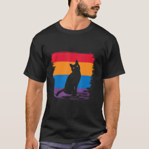 T-shirt Ombre de chat avec drapeau coloré