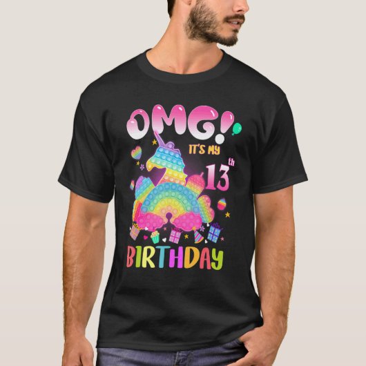 T-shirt Omg C'est mon 13e anniversaire fille Fidget 13 ans (Devant)