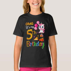 T-shirt OMG C'est mon 5e anniversaire Cute Unicorn, 5 ans 
