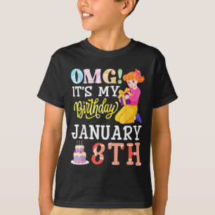 T-shirt Omg C'est Mon Anniversaire Le 8 Janvier Fille Mign