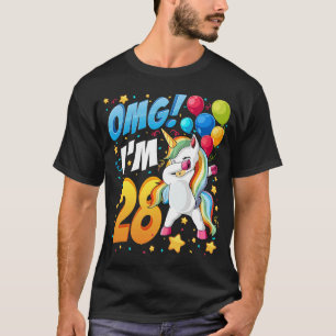 T-shirt OMG I'm 28 Unicorn Dab for 28th Birthday Women