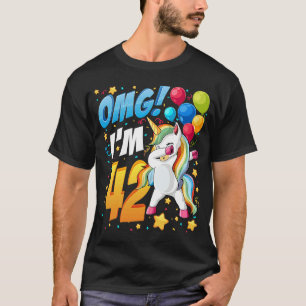 T-shirt OMG j'ai 42 Licorne Dab pour les 42 ans Femme