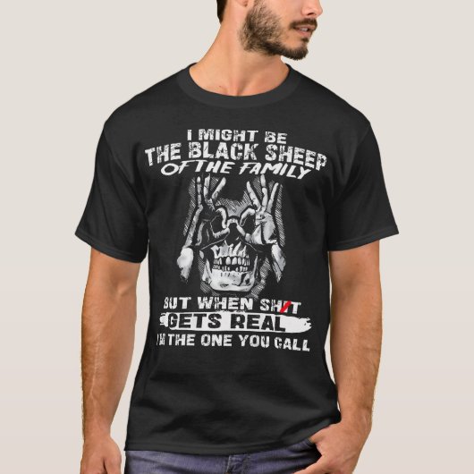 T-shirt (On Back) Skull I Might Be The Black Sheep Of The  (Devant)