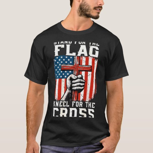 T-shirt On-back Stand For Flag Kneel Cross Patriotic Chris (Devant)