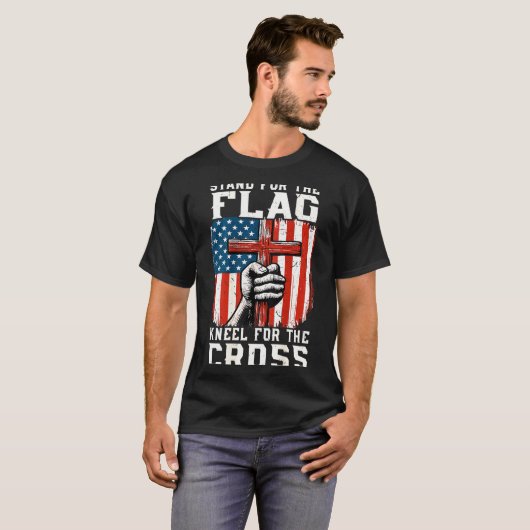 T-shirt On-back Stand For Flag Kneel Cross Patriotic Chris (Devant entier)