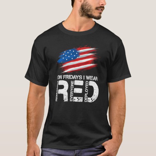 T-shirt On Friday I Wear Red Support American Troops Vinta (Devant)