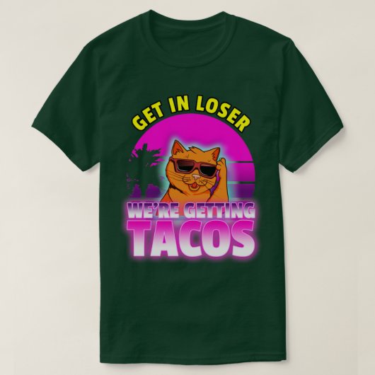 T-shirt On perd les tacos Retro wave 80s (Design devant)