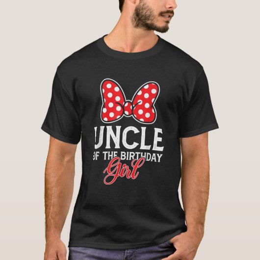 T-shirt Oncle De La Fille Anniversaire Cute Rose Bow Famil (Devant)
