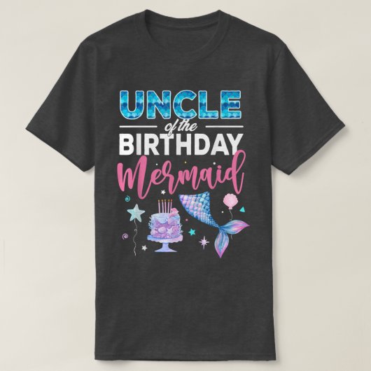 T-shirt Oncle De L'Anniversaire Fille Sirène Reine Anniver (Design devant)