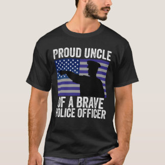 T-shirt Oncle fier d'un garçon officier de police courageu