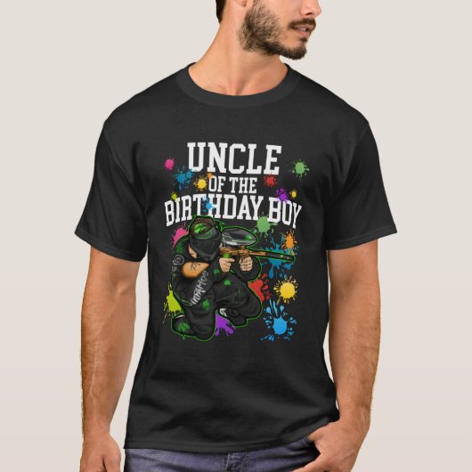 T-shirt Oncle of the Birthday Boy Paintball Sport Matching (Devant)