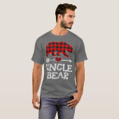 T-shirt Oncle Ours Pajama de Noël Buffle Rouge Plaid (Devant entier)