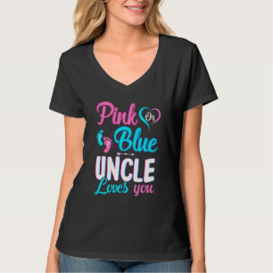 T-shirt Oncle Rose Ou Bleu Vous Aime Bébé Genre Révéler Pa