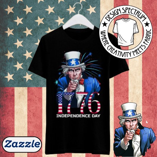 T-shirt Oncle Sam 1776 Fête de l'Indépendance