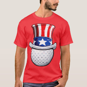 T-shirt Oncle Sam Drapeau Américain Casquette Golf Golfer