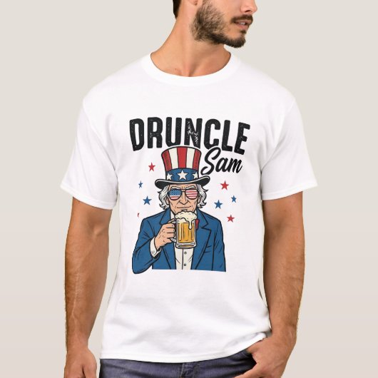 T-shirt Oncle Sam drôle de conception vectorielle de bière (Devant)