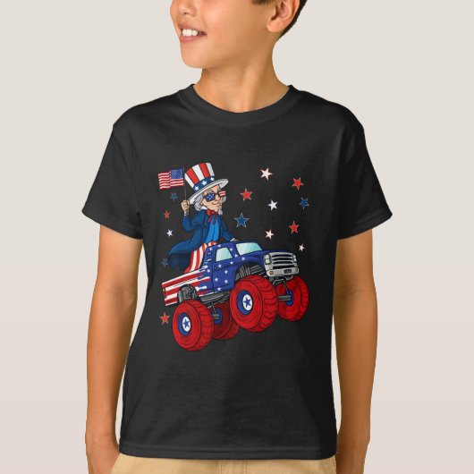 T-shirt Oncle Sam équitation Monster Camion 4 juillet Fun  (Devant)