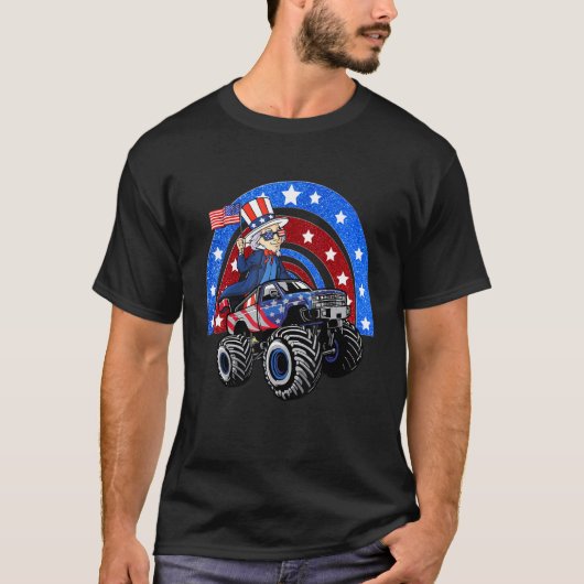 T-shirt Oncle Sam équitation Monster Truck 4 juillet Meric (Devant)