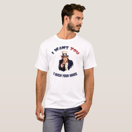 T-shirt Oncle Sam Lave Les Mains (Devant entier)