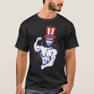 T-shirt Oncle Sam Lincoln Muscle Usa Drapeau 4 Juillet P