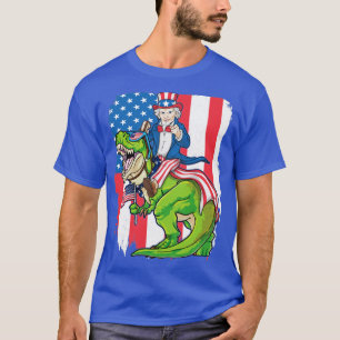 T-shirt Oncle Sam Riding Dinosaur 4 juillet T Rex Ameris