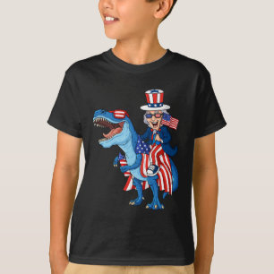 T-shirt Oncle Sam Riding T Rex 4 juillet Garçons Filles En