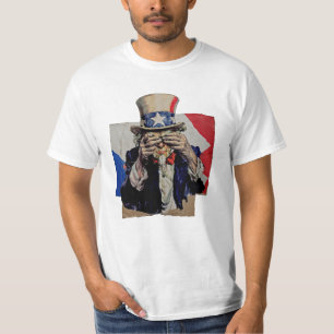 T-shirt Oncle Sam se couvrant le visage de honte politique