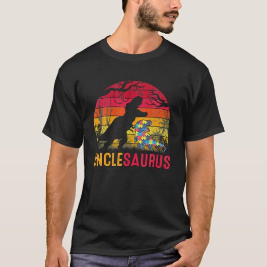 T-shirt Oncle Saurus Rex Sensibilisation sur l'autisme Din (Devant)