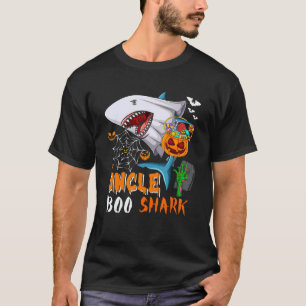 T-shirt Oncle Shark Boo Halloween Shark Boo Ghost Candy Pu