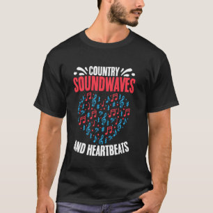 T-shirt Ondes sonores de pays et battements de cœur Musiqu