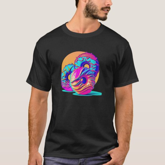 T-shirt Ondes Synthwave 80s Rétrowave (Devant)