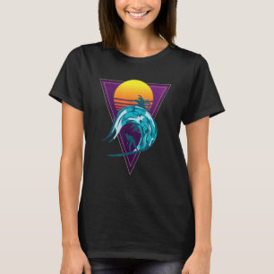 T-shirt Ondes Synthwave Surfer Palmiers Sunset Vaporwave