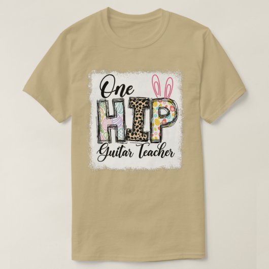 T-shirt One Hip Guitar Teacher Leopard Teacher Easter Day8 (Design devant)