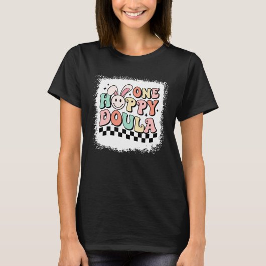 T-shirt One Hoppy Doula Retro Easter Checkered Midwife Bir (Devant)
