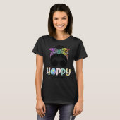 T-shirt One Hoppy Grandma Leopard Messy Bun Easter Day (Devant entier)