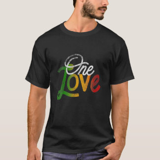 T-shirt One Love Heart Rasta Reggae Roots Vêtements T Peac