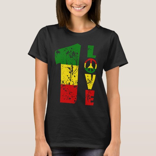 T-shirt One Love Jamaïque Rasta Reggae Music Caribbean Pri (Devant)