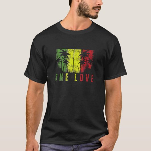 T-shirt One Love Palm Tree Reggae Musique Rasta 1 (Devant)